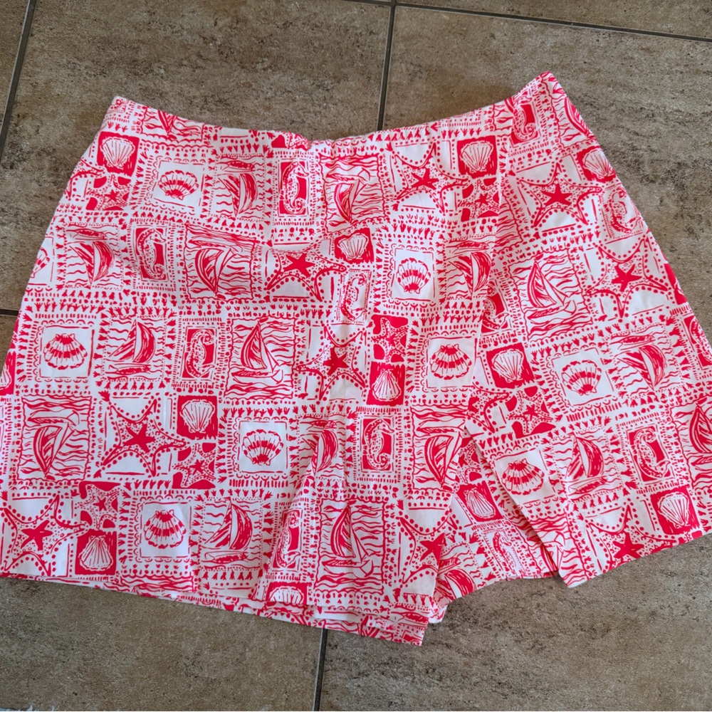 Red and White Patterned Shorts